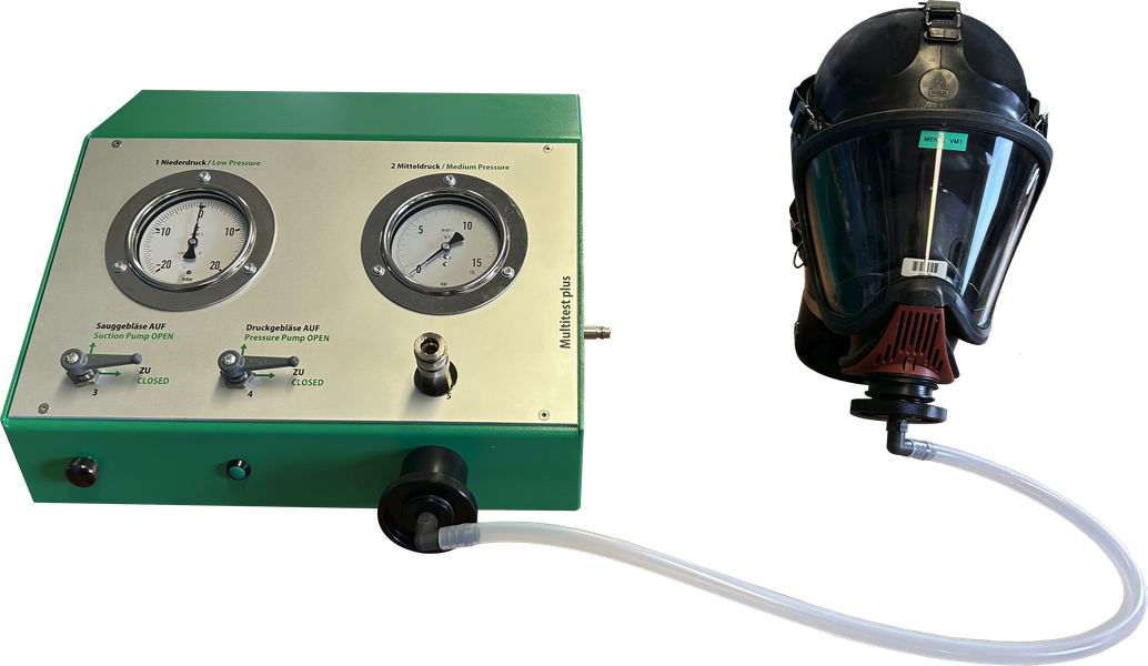 Multitest plus Pult with a mask ready for testing