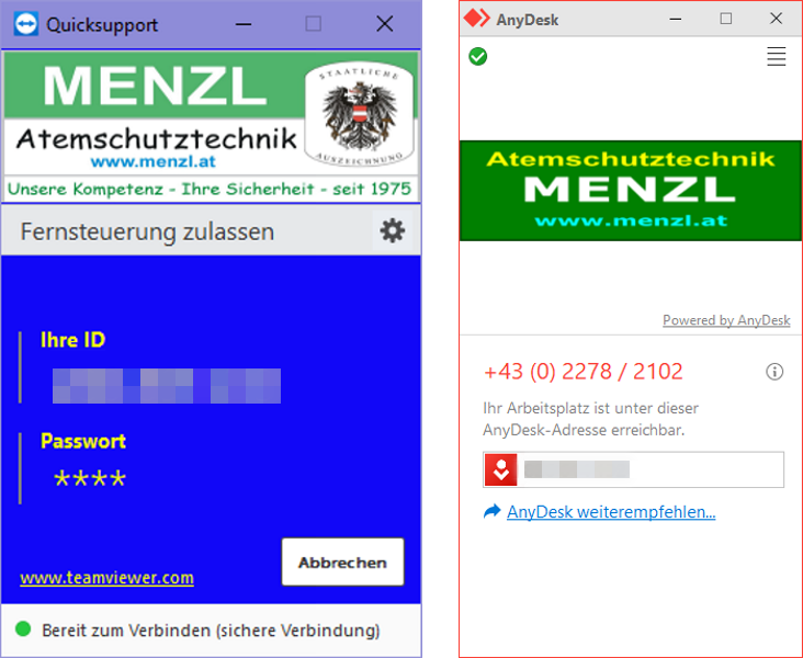 Fernwartungsmodule QuickSupport5 (links) und QuickSupportAD (rechts)